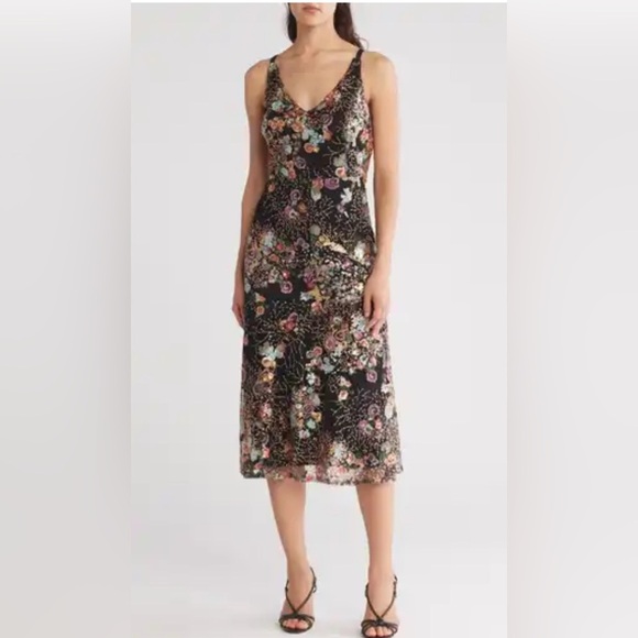 Sam Edelman size 6 sequin Floral Black Maxi Dress - Picture 1 of 9
